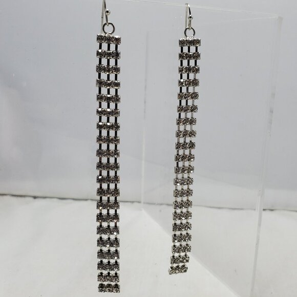 Charming Charlie Silver rhinestone dangle fish hook earrings - Picture 6 of 6